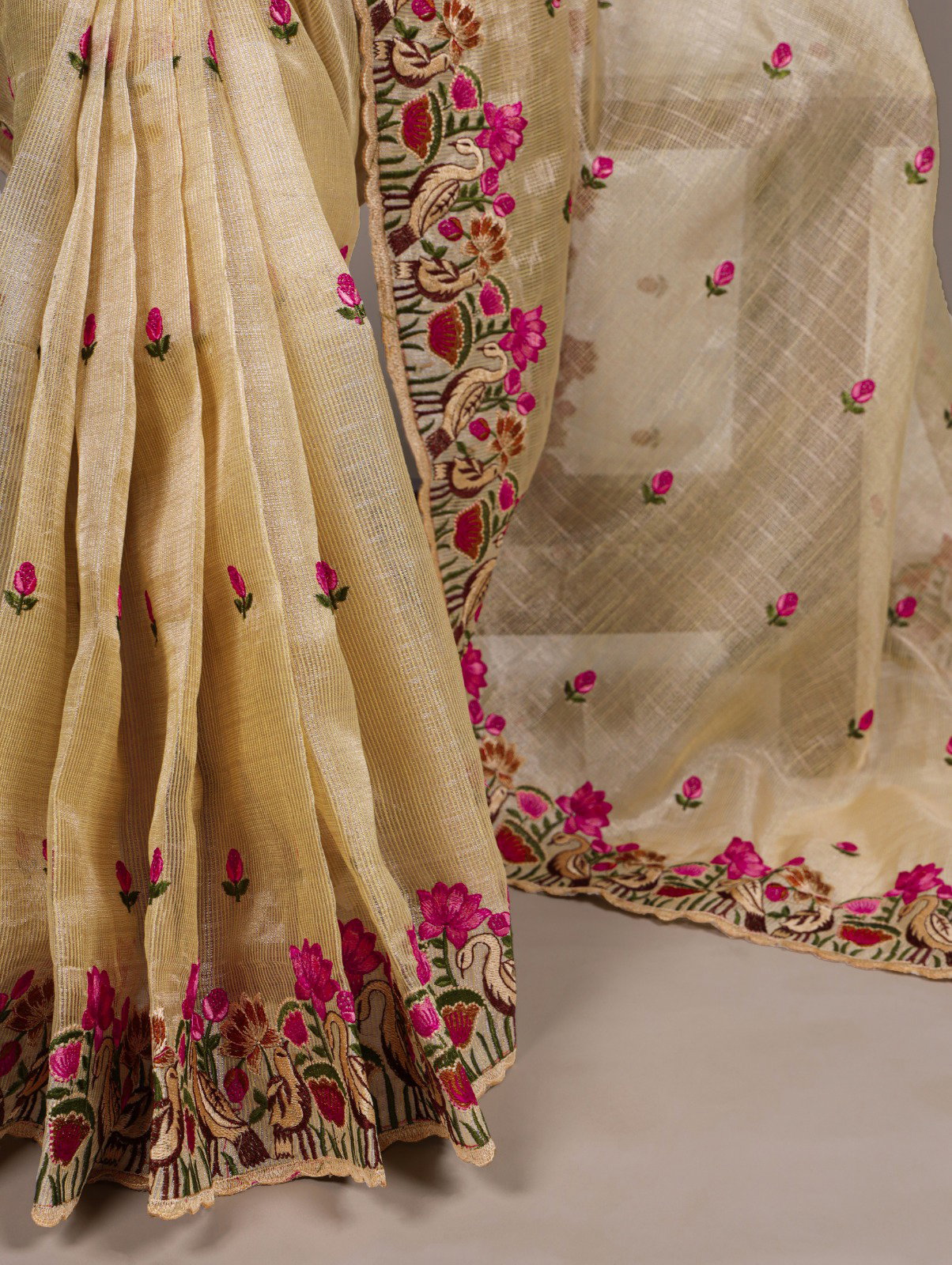 Lekha YF 7400 Zari Kota Tissue Thread Embroidered Saree Collection