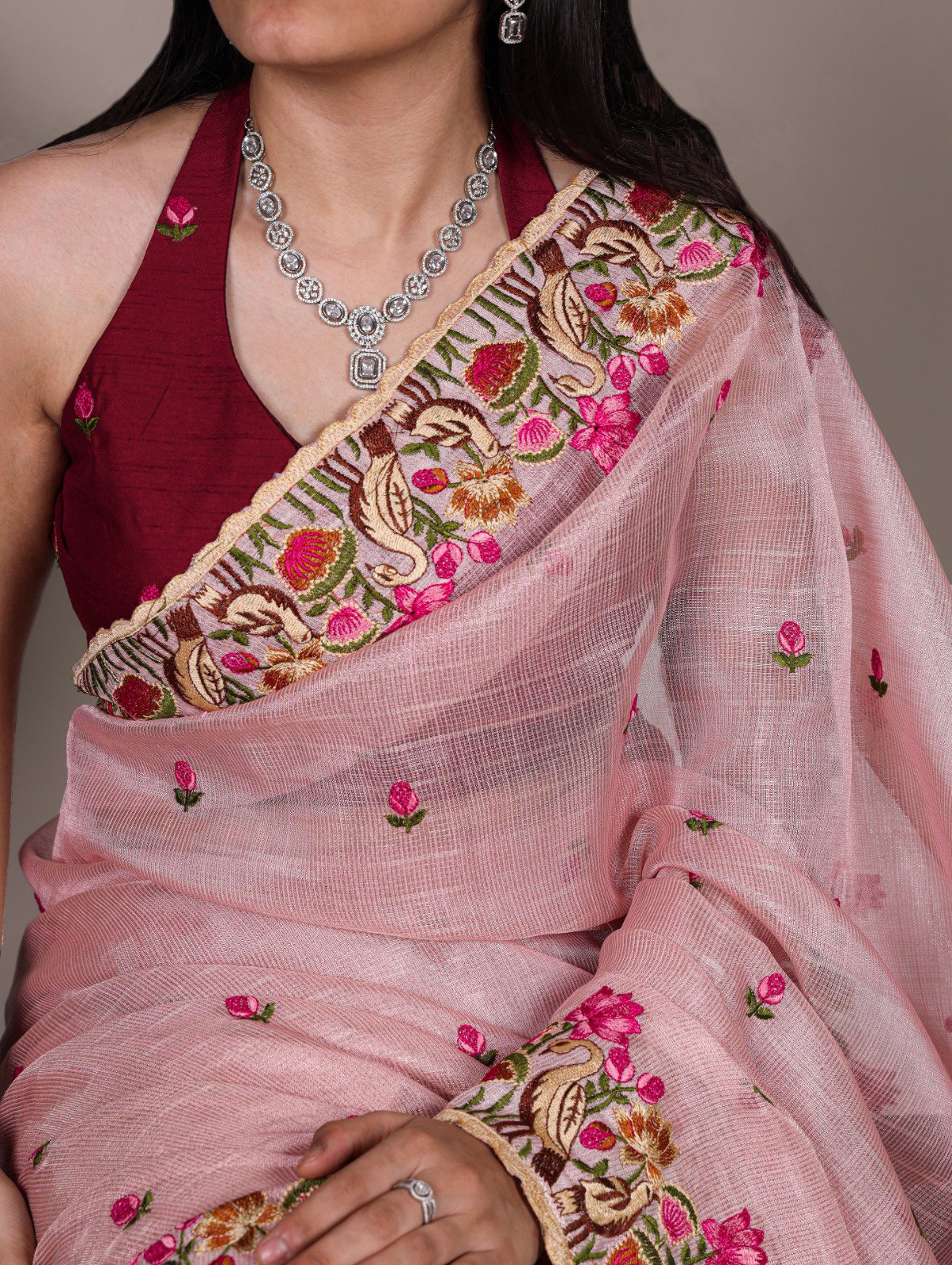 Lekha YF 7400 Zari Kota Tissue Thread Embroidered Saree Collection