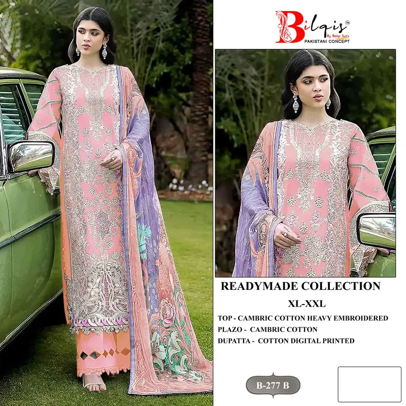 Bilqis B 277 A To D Cambric Cotton Lawn Embroidered Pakistani Salwar Kameez