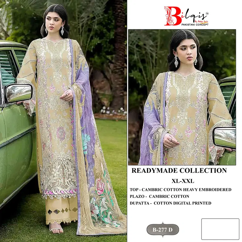 Bilqis B 277 A To D Cambric Cotton Lawn Embroidered Pakistani Salwar Kameez