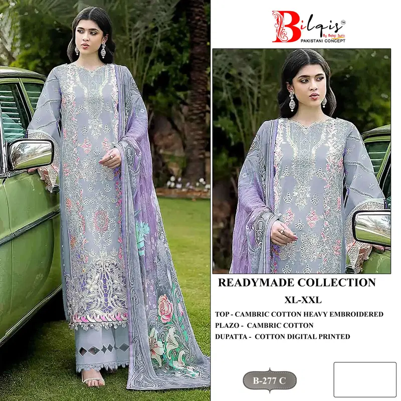 Bilqis B 277 A To D Cambric Cotton Lawn Embroidered Pakistani Salwar Kameez