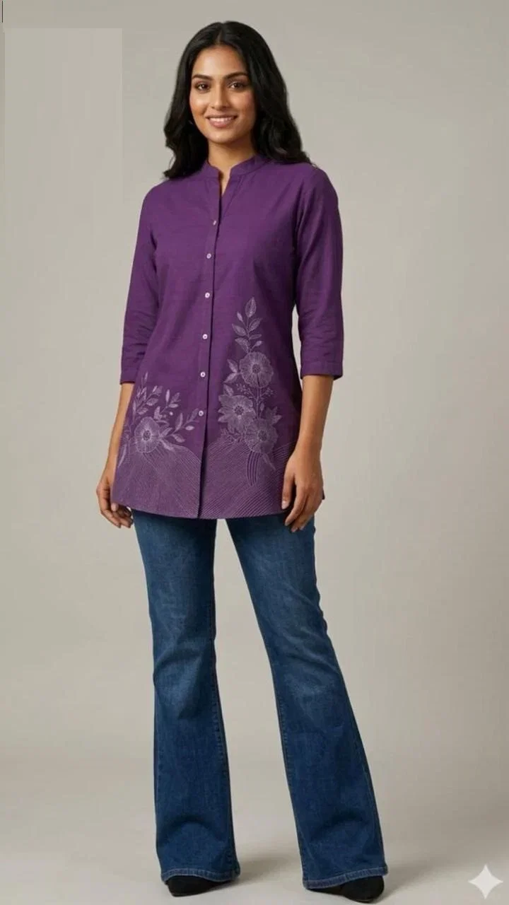 Naisha K 824 Cotton Flex Embroidered Short Fancy Top Collection