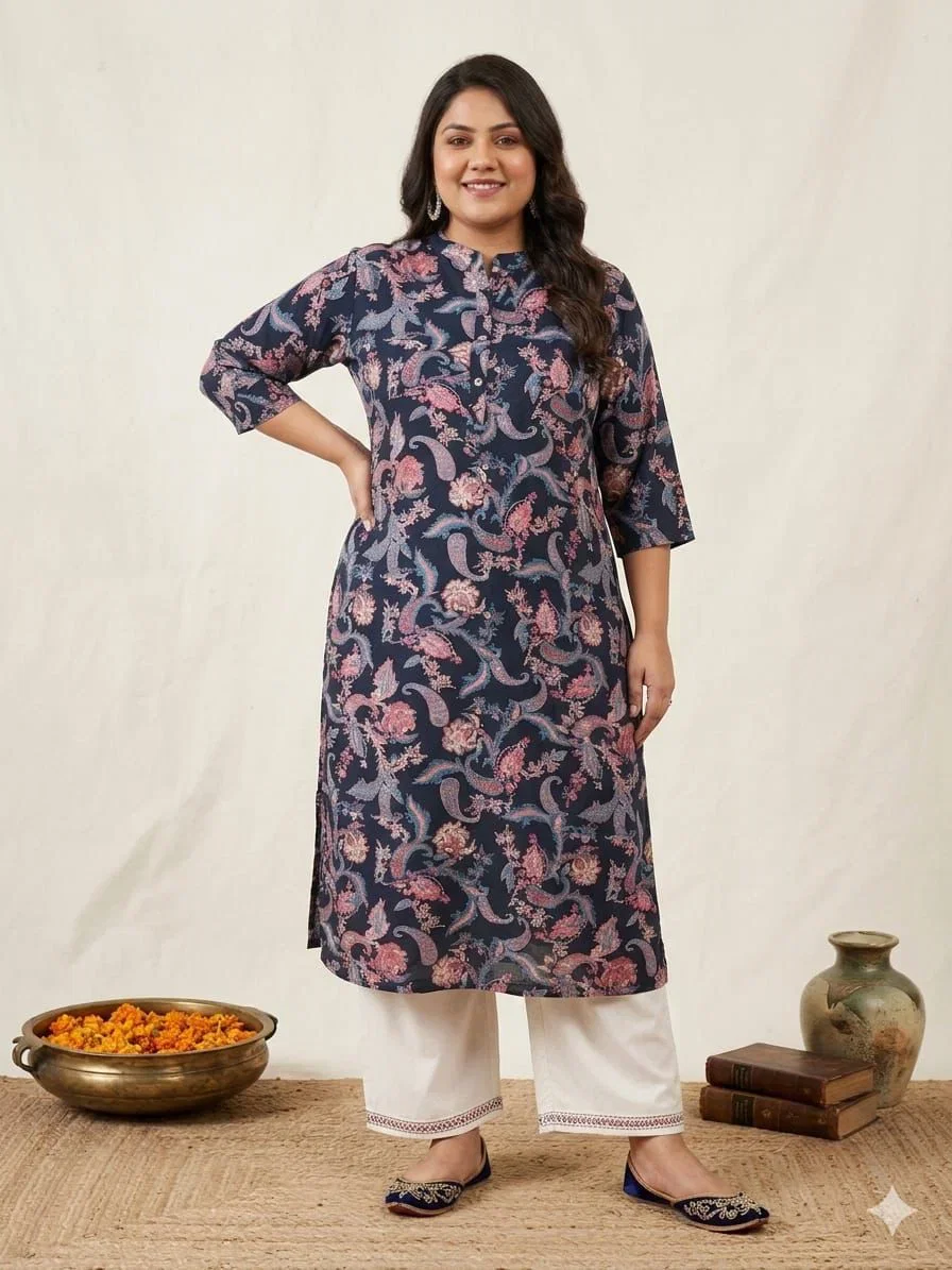 Naisha K 829 Plus Size Rayon Printed Kurti Collection
