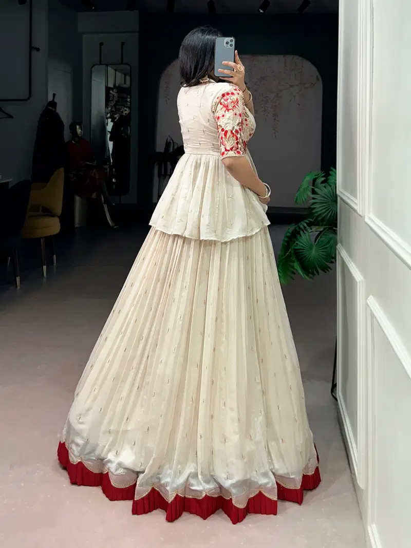 Lekha YF 1121 Chocolate Silk Thread Embroidered Indo Western