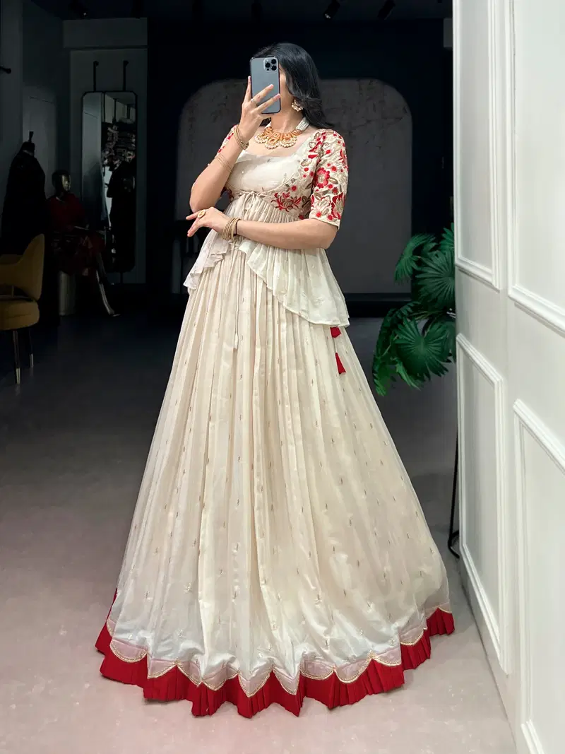 Lekha YF 1121 Chocolate Silk Thread Embroidered Indo Western