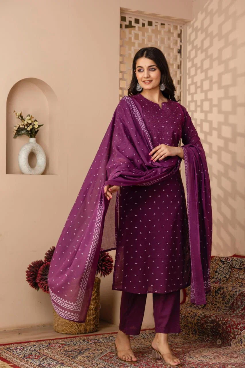 Naisha K 827 Cambric Cotton Printed Kurti Bottom With Dupatta