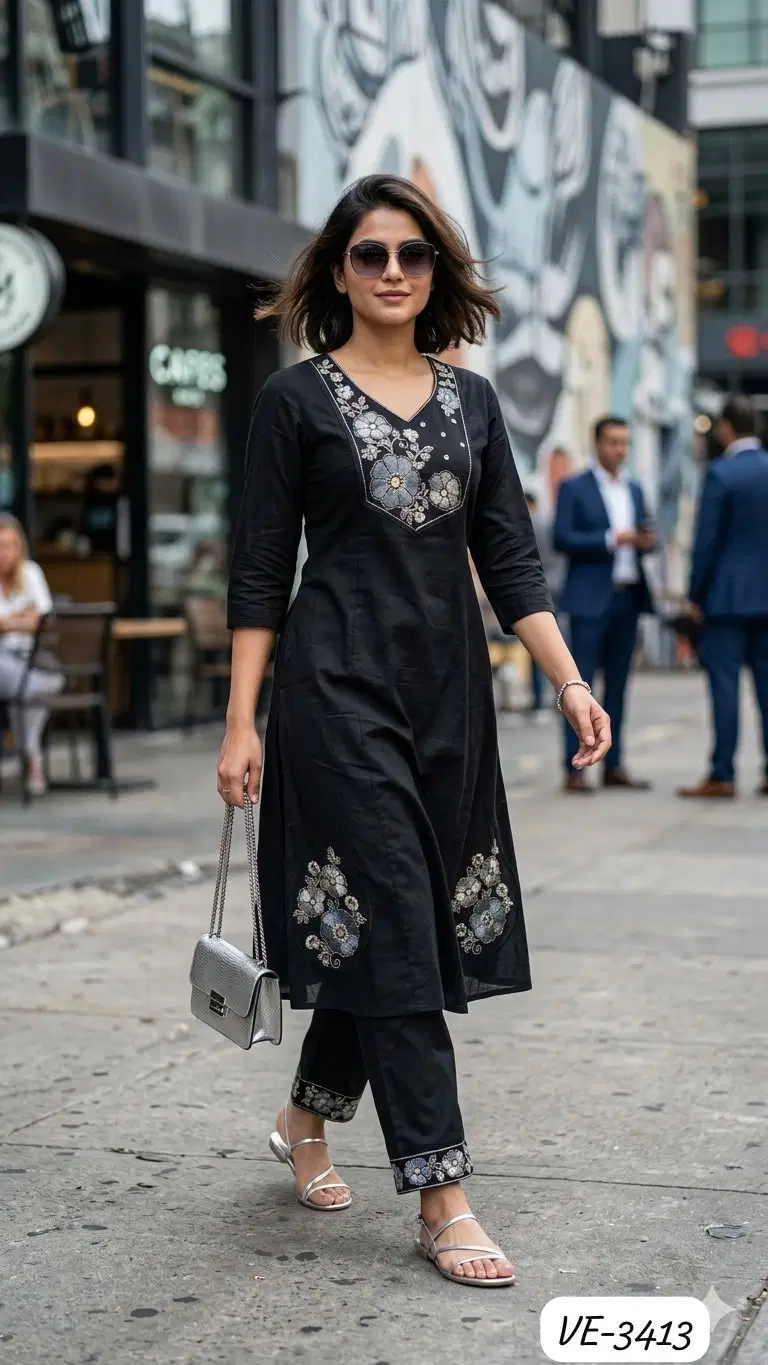 Ladies Flavour 3411 To 3413 Cotton Embroidered Kurti With Bottom