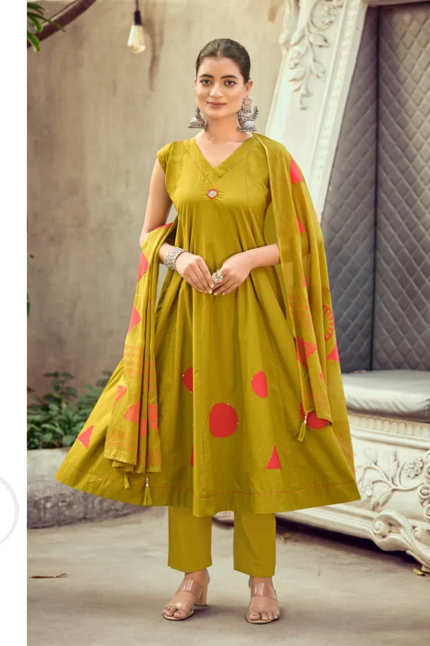 Ossm Style Mahiya Vol 2 Cotton Dhabu Hand Worked Kurti With Bottom Dupatta