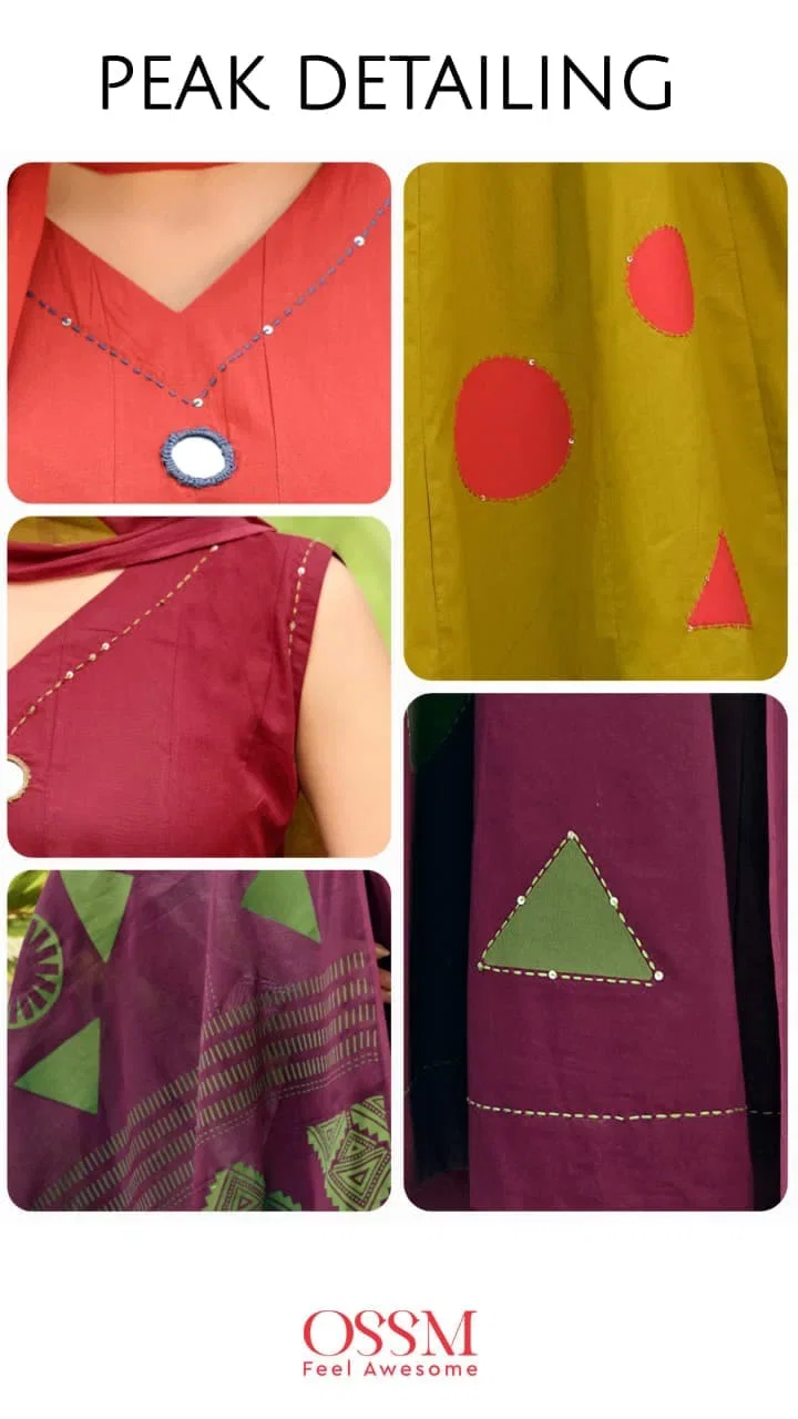Ossm Style Mahiya Vol 2 Cotton Dhabu Hand Worked Kurti With Bottom Dupatta