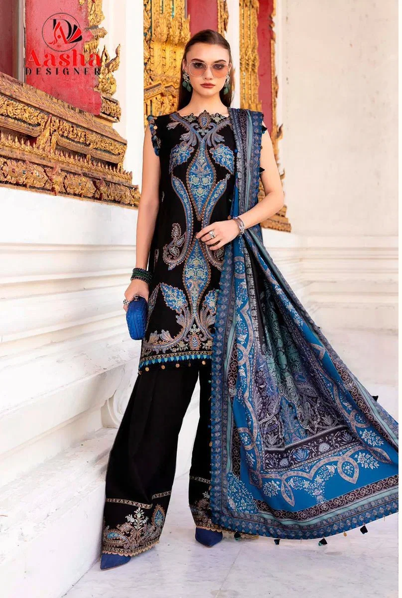 Aasha 1195 And 1200 Chiffon Dupatta Rayon Cotton Embroidered Salwar Kameez
