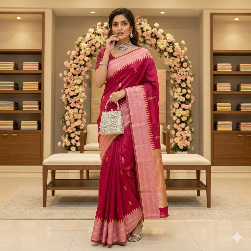 Aab Pink Vol 1 Soft Silk Jacquard Festival Wear Saree