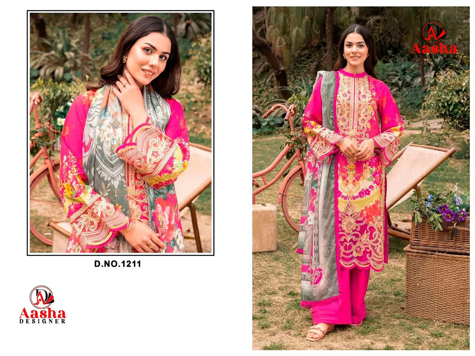 Aasha 1211 Cotton Dupatta Cotton Printed Embroidered Salwar Kameez