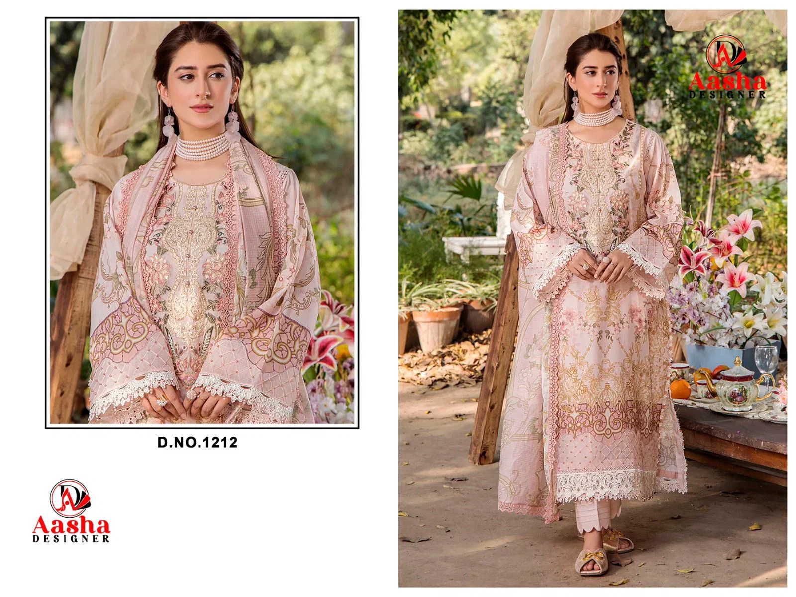 Aasha 1212 Cotton Dupatta Cotton Printed With Embroidered Salwar Kameez