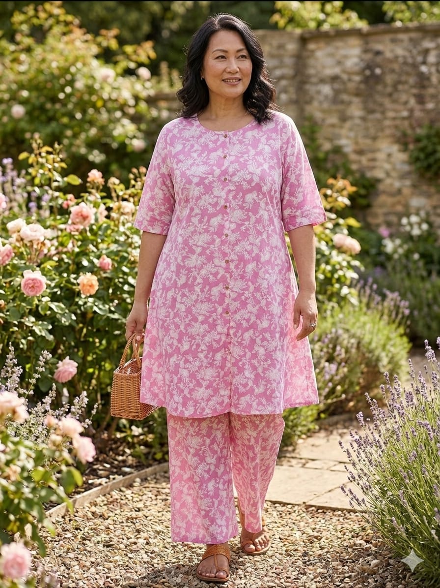 Naisha K 833 Plus Size Cotton Printed Kurti With Bottom
