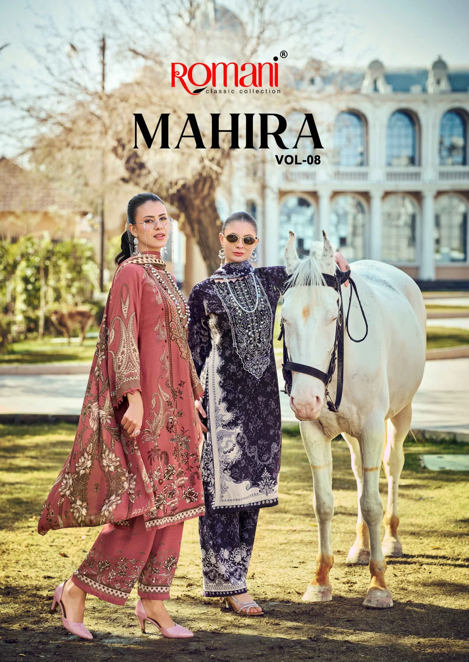 Romani Mahira Vol 8 Cotton Self Embroidered Dress Material