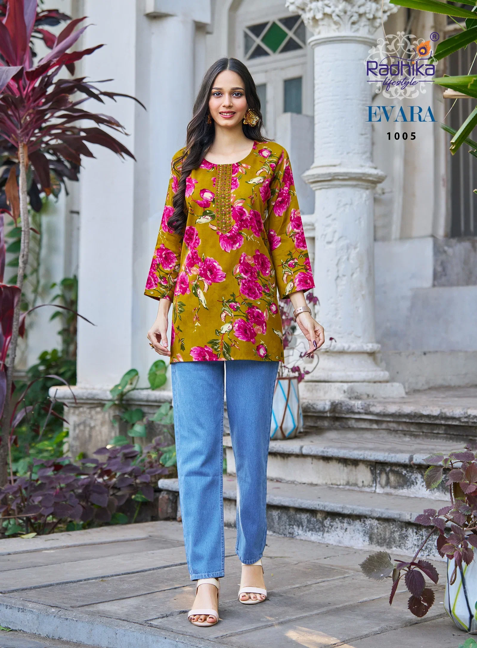 Radhika Evara Vol 1 Rayon Foil Printed Short Top Collection