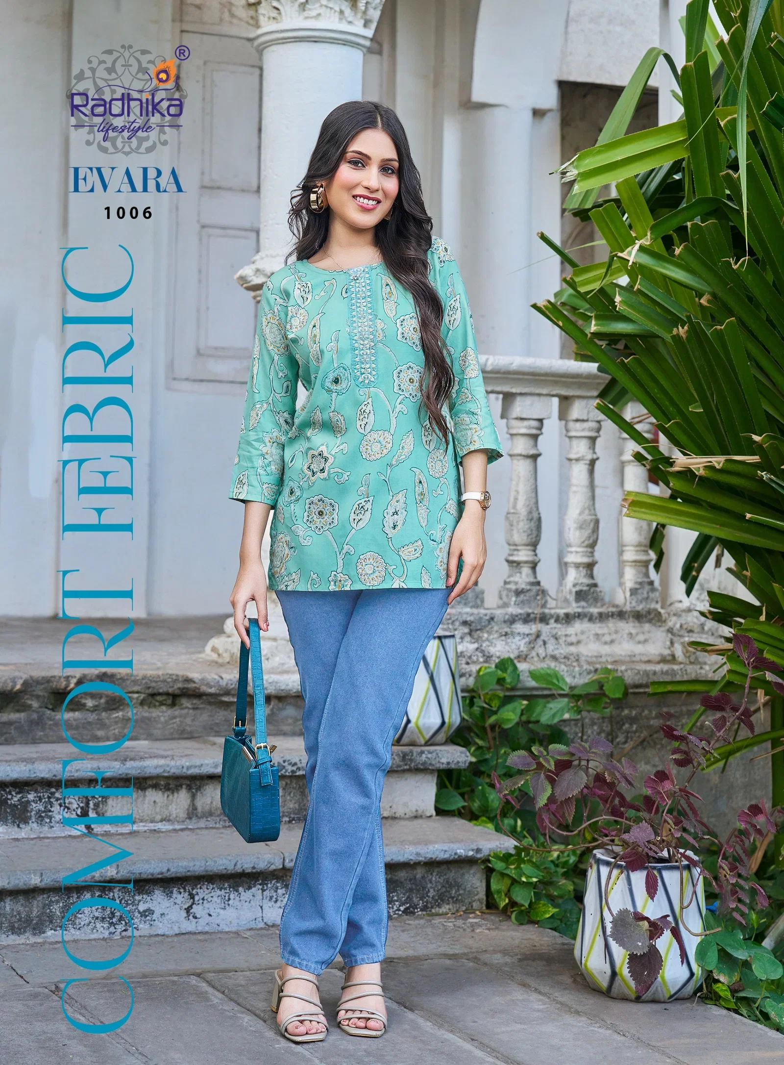 Radhika Evara Vol 1 Rayon Foil Printed Short Top Collection