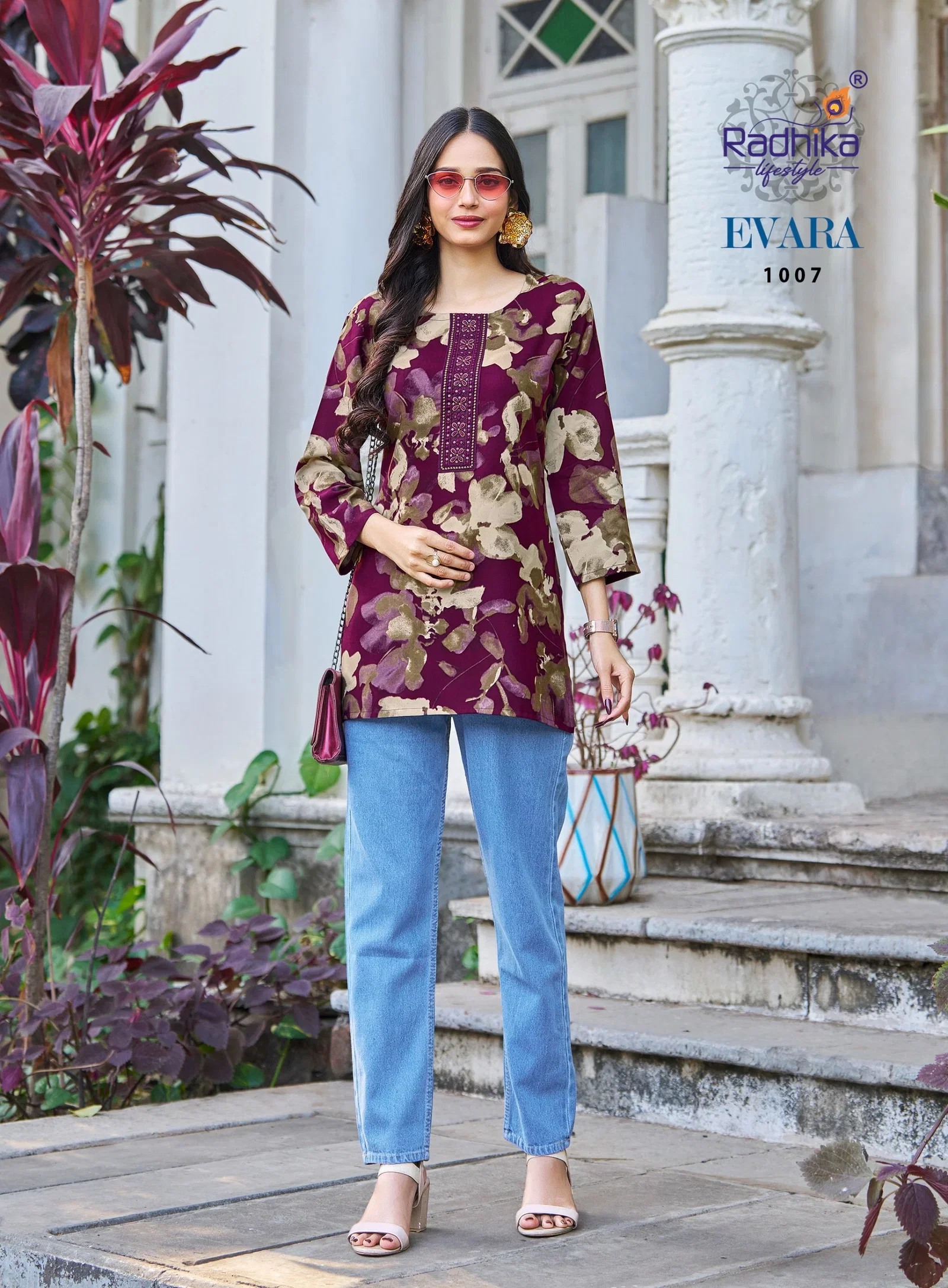 Radhika Evara Vol 1 Rayon Foil Printed Short Top Collection