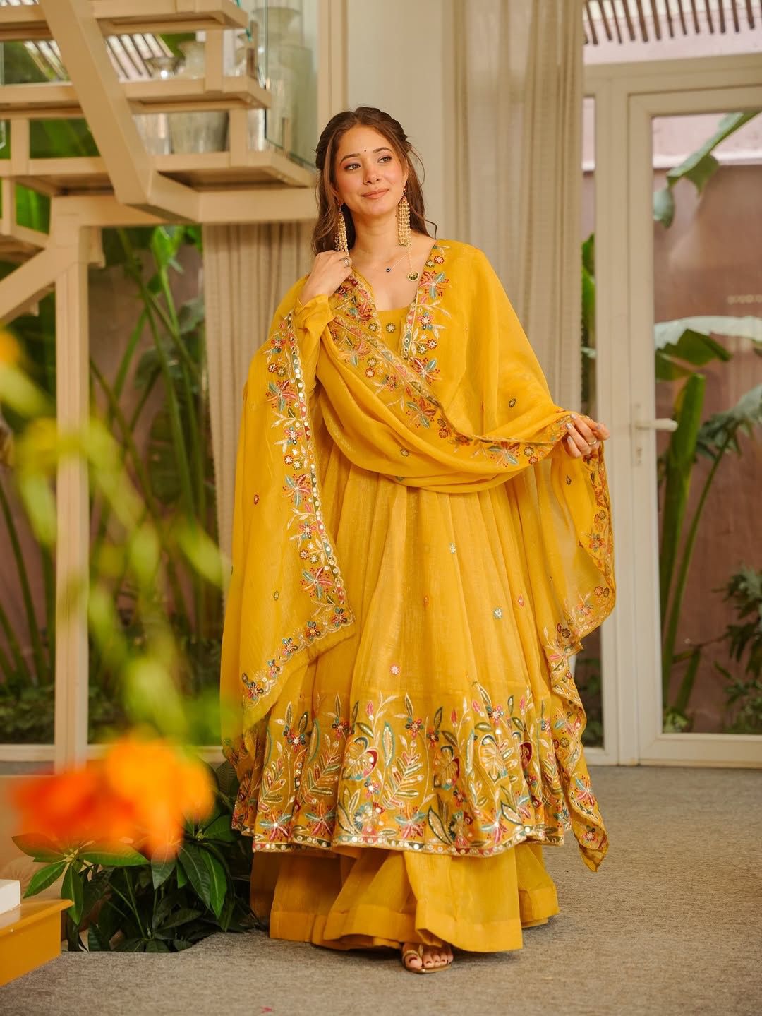 Glory KD 1595 Crunchy Silk Anarkali Plazoo With Dupatta