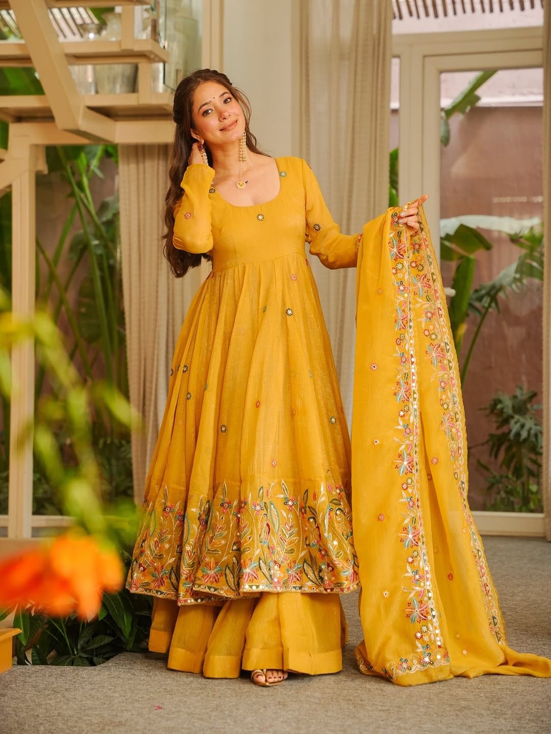 Glory KD 1595 Crunchy Silk Anarkali Plazoo With Dupatta