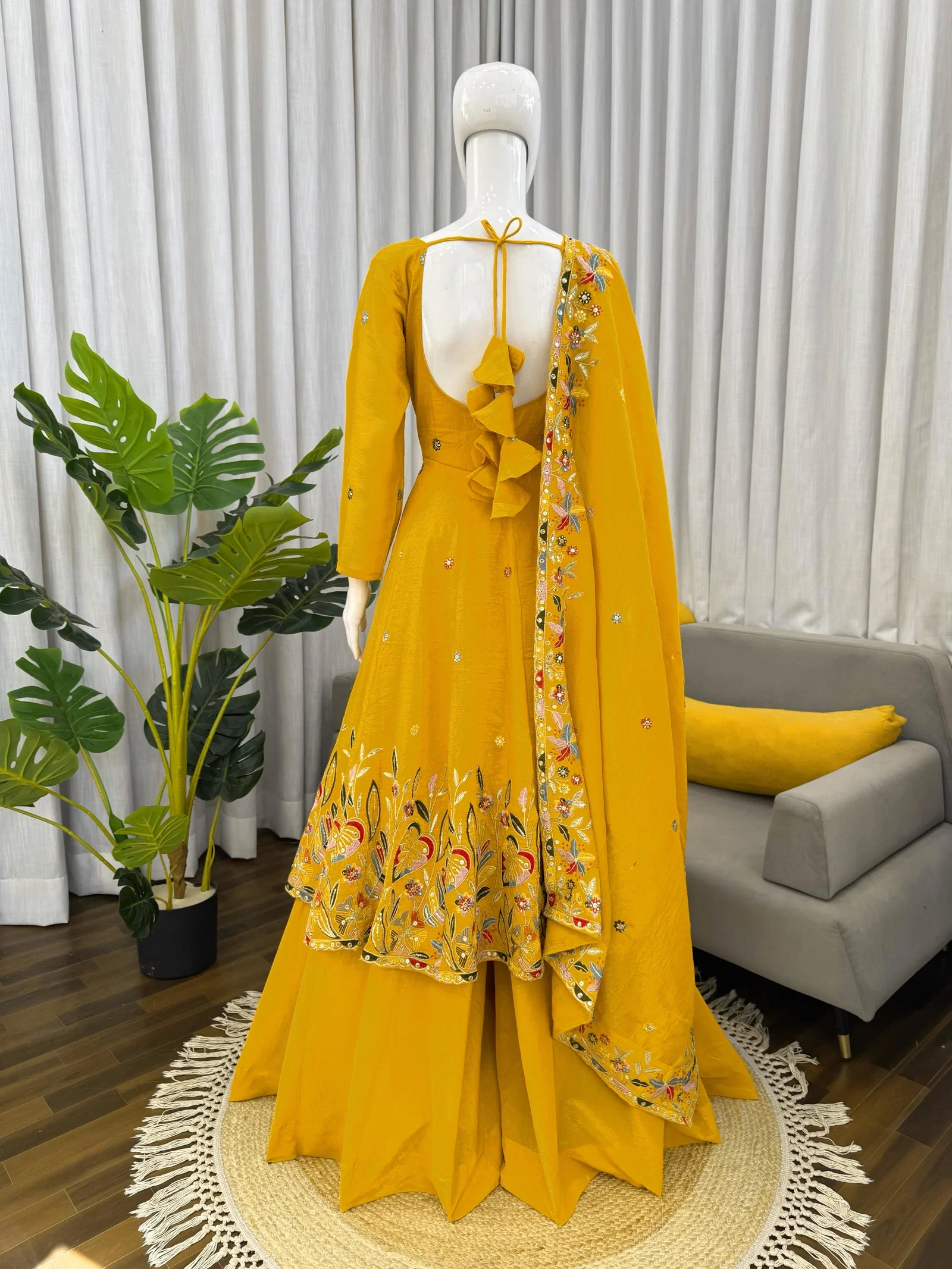Glory KD 1595 Crunchy Silk Anarkali Plazoo With Dupatta