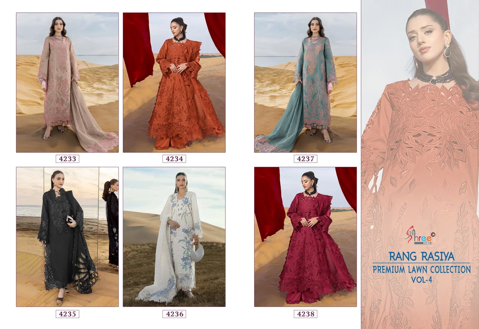 Shree Rang Rasiya Premium Lawn Vol 4 Kota Doriya Dupatta Cotton Embroidered Salwar Suit