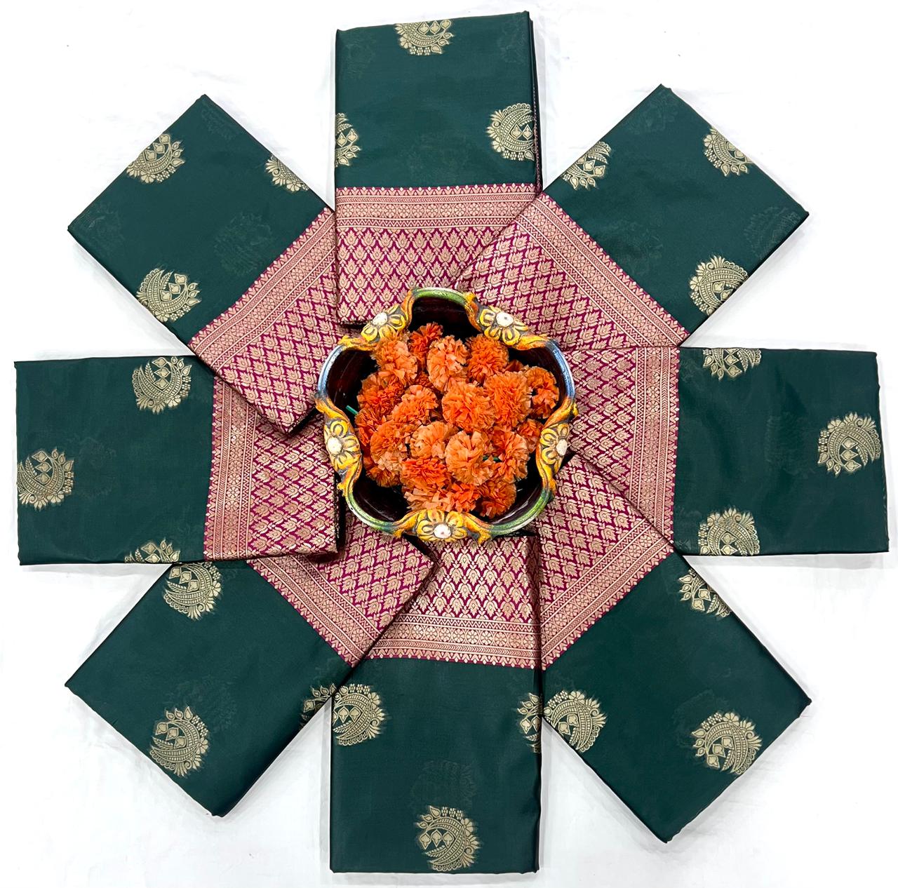 Soft Silk 6090 Lichi Silk Jacuqrad Worked Saree Collection