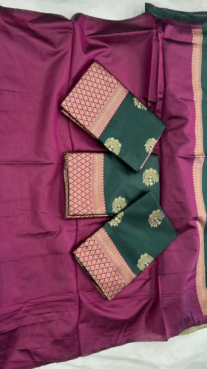 Soft Silk 6090 Lichi Silk Jacuqrad Worked Saree Collection