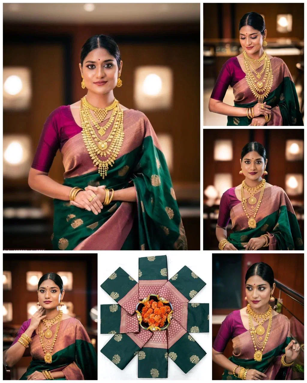 Soft Silk 6090 Lichi Silk Jacuqrad Worked Saree Collection
