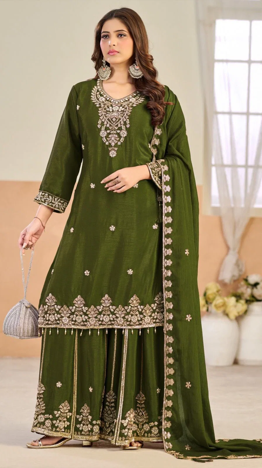 Bilqis B 270 A To D Readymade Chinon Beads Embroidered Salwar Kameez