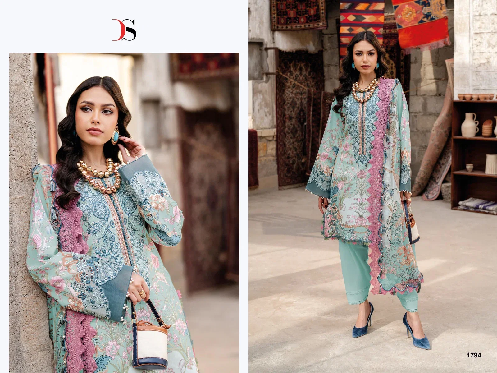 Deepsy jade Bliss Lawn Vol 5 Cotton Dupatta Cotton Patch Embroidered Salwar Kameez