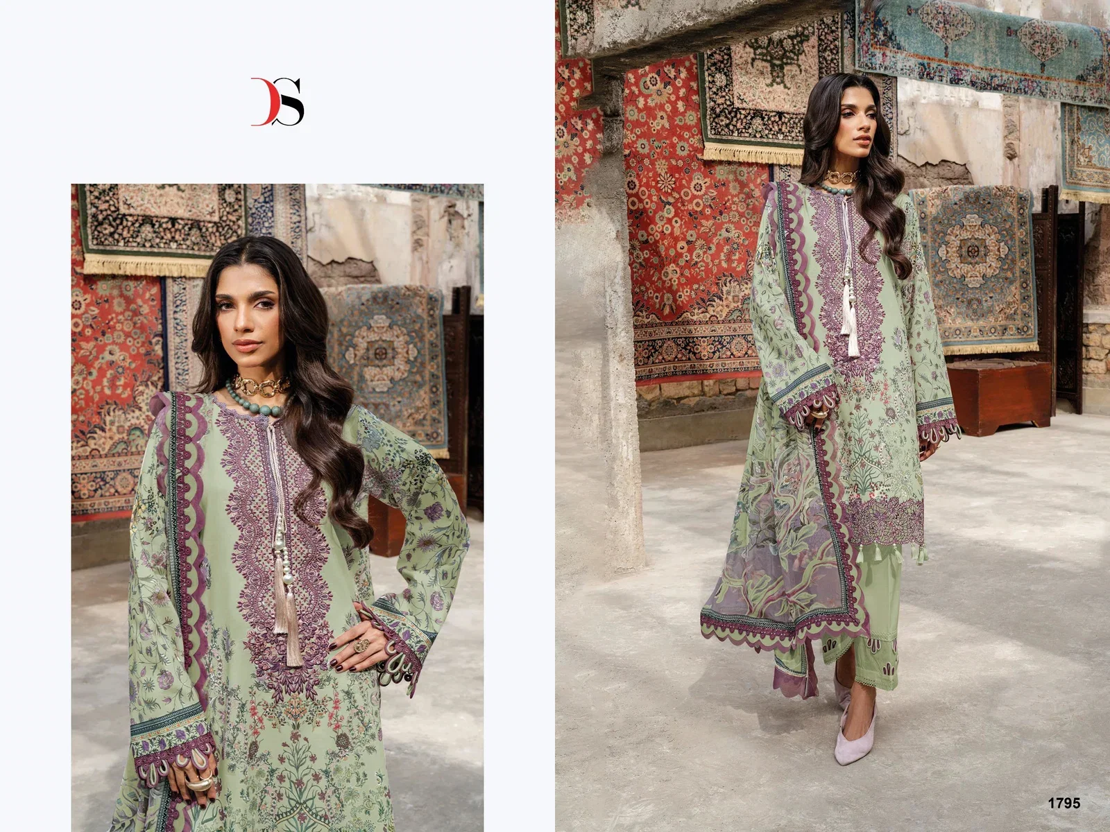 Deepsy jade Bliss Lawn Vol 5 Cotton Dupatta Cotton Patch Embroidered Salwar Kameez