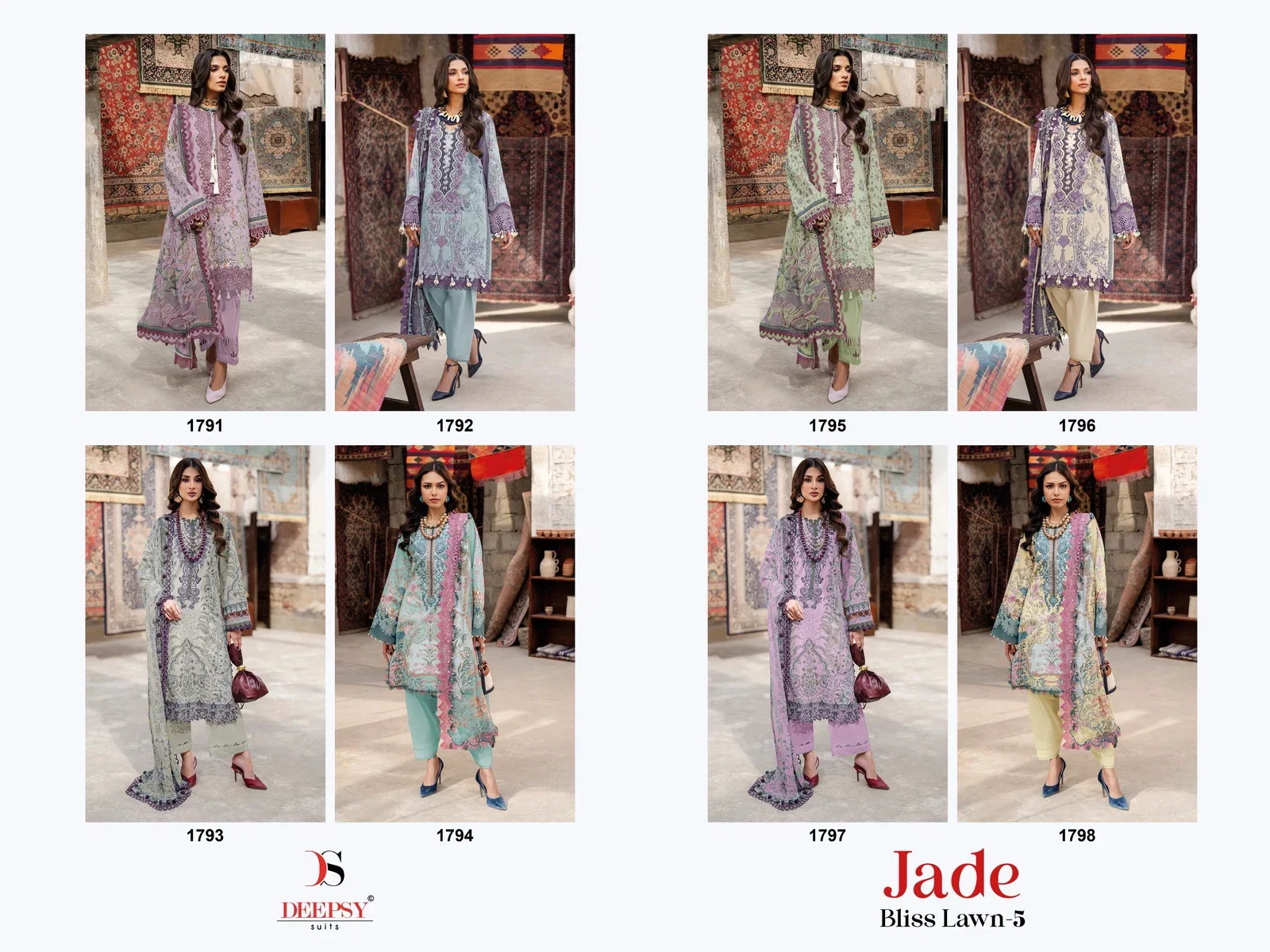 Deepsy jade Bliss Lawn Vol 5 Cotton Dupatta Cotton Patch Embroidered Salwar Kameez