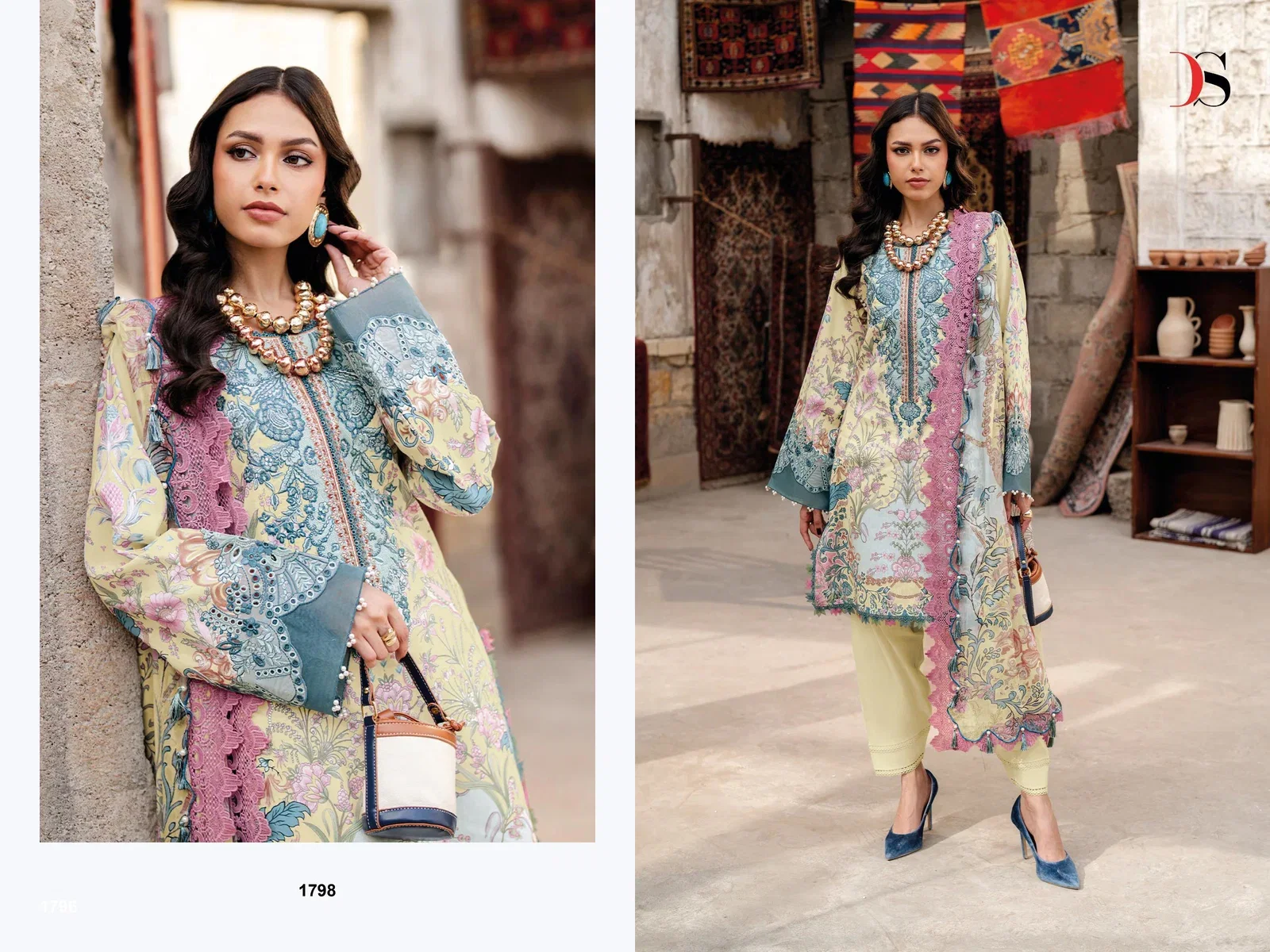 Deepsy jade Bliss Lawn Vol 5 Cotton Dupatta Cotton Patch Embroidered Salwar Kameez