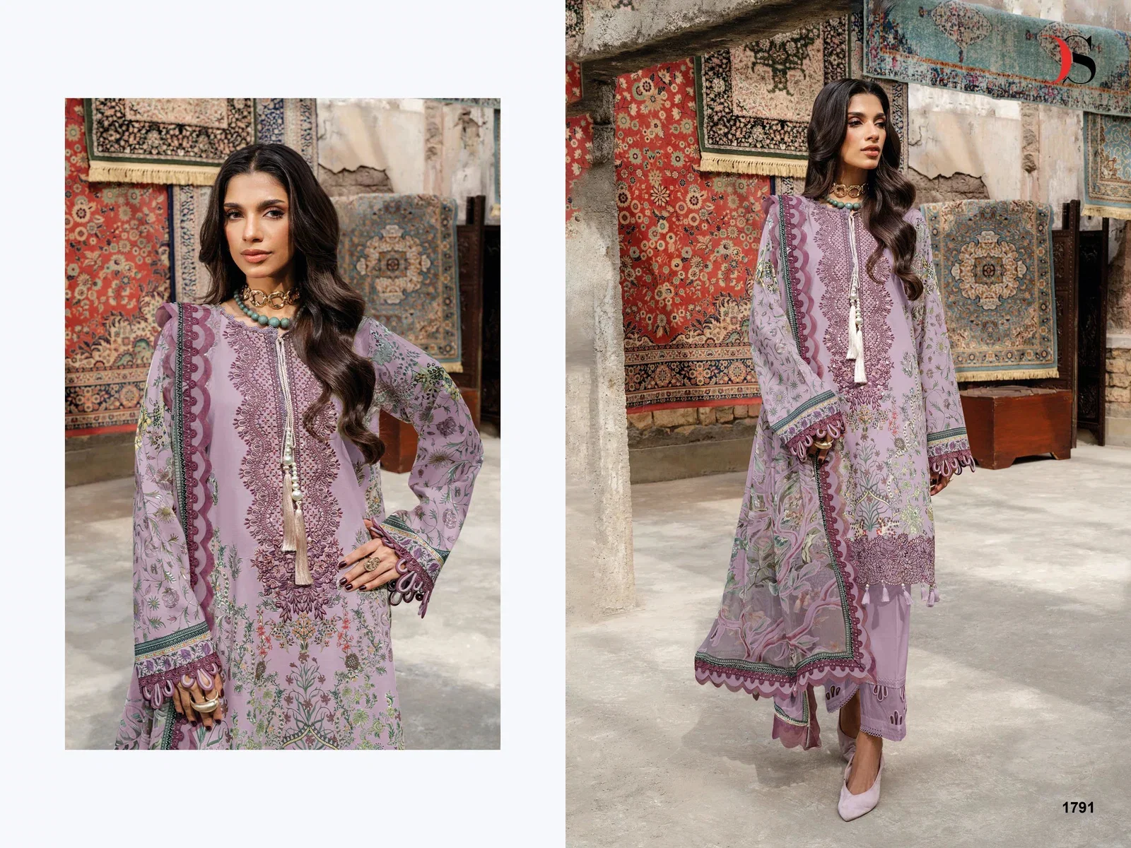 Deepsy jade Bliss Lawn Vol 5 Chiffon Dupatta Cotton Patch Embroidered Salwar Kameez