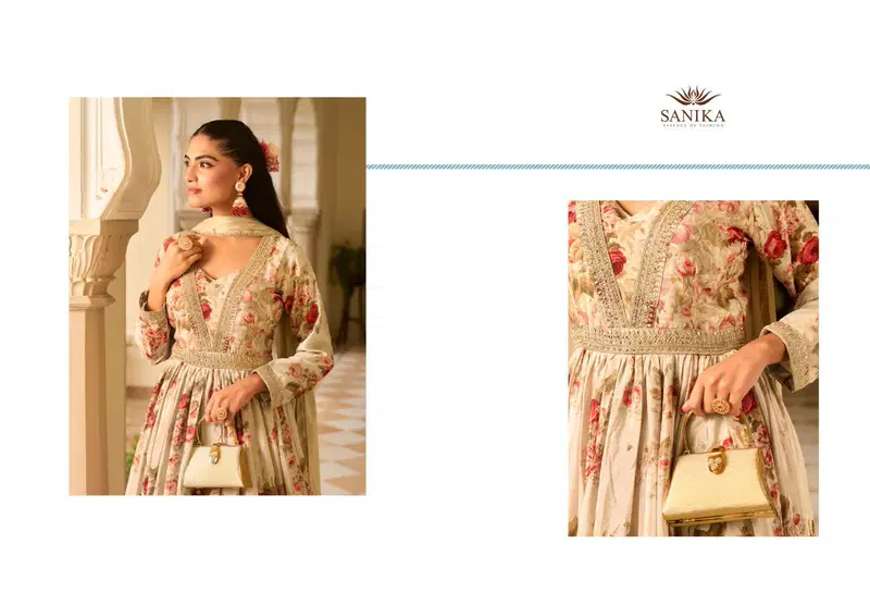 Sanika Jagmag Chinon Silk Designer Gown With Dupatta Collection