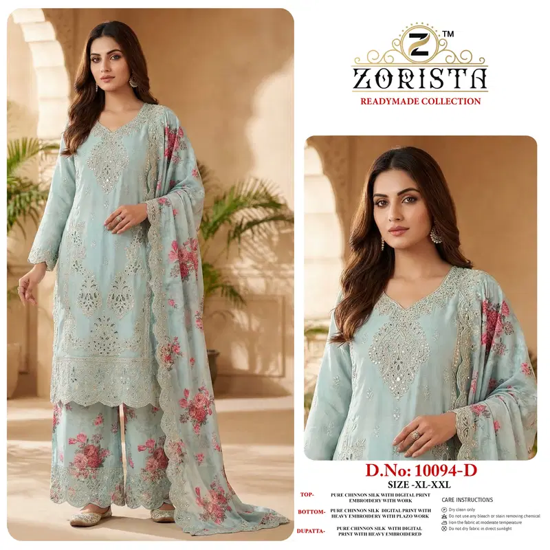 Zorista 10094 A To D Pure Chinon Heavy Embroidered Salwar Kameez