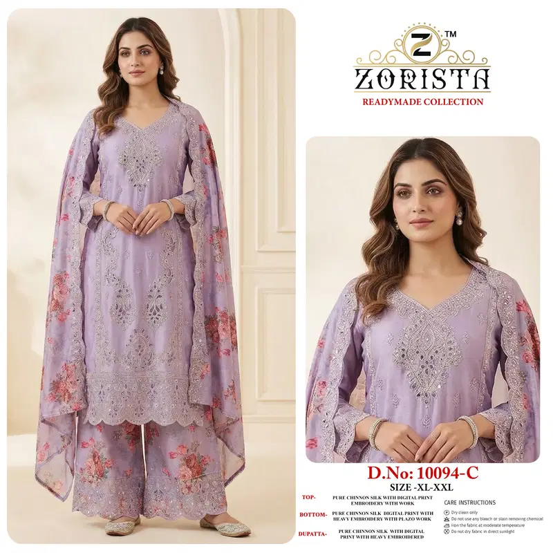 Zorista 10094 A To D Pure Chinon Heavy Embroidered Salwar Kameez