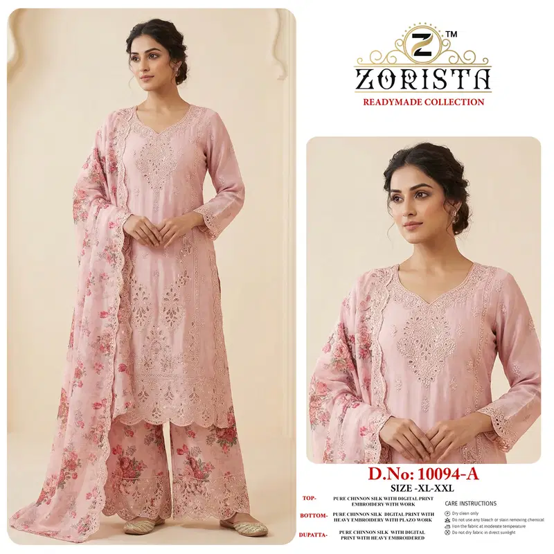 Zorista 10094 A To D Pure Chinon Heavy Embroidered Salwar Kameez