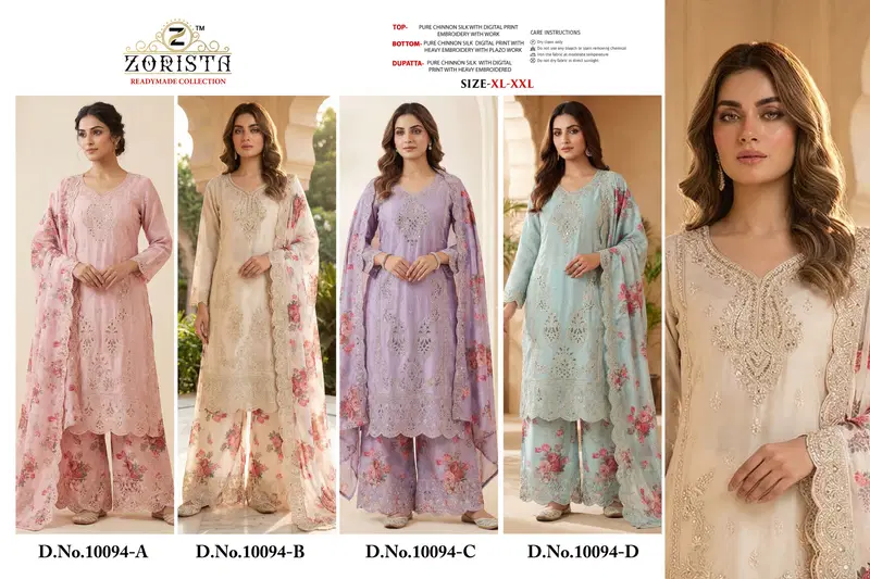 Zorista 10094 A To D Pure Chinon Heavy Embroidered Salwar Kameez