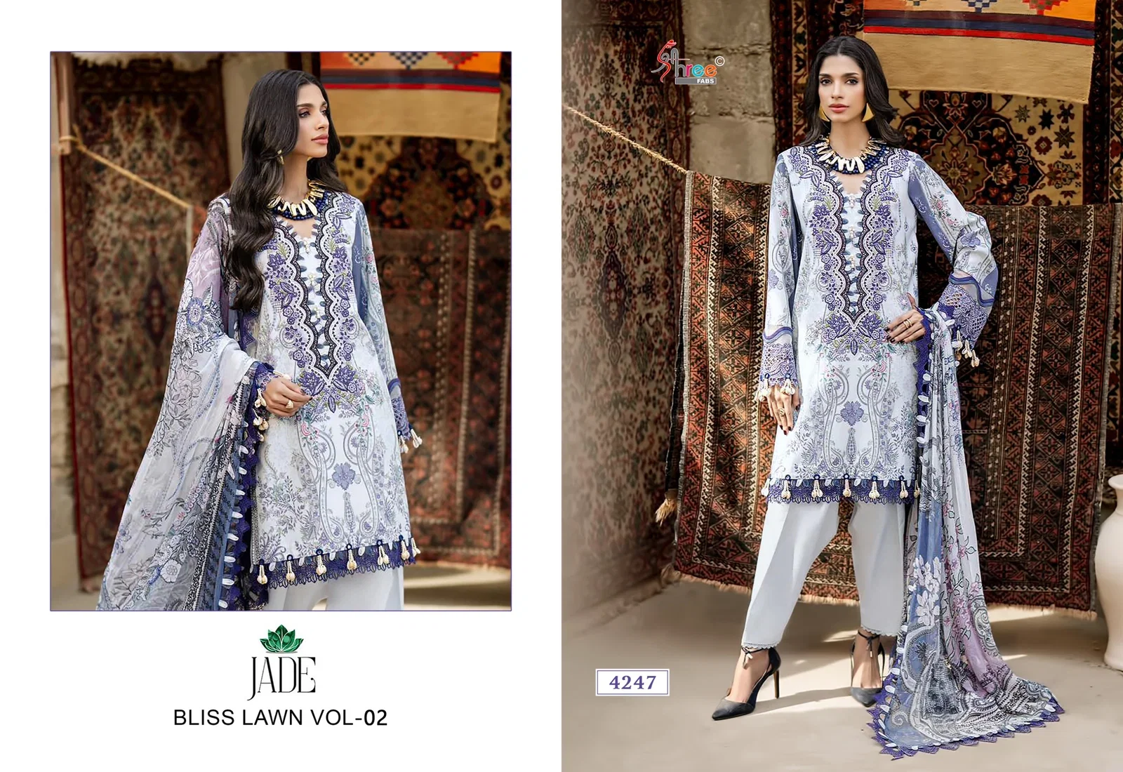 Shree Jade Bliss Lawn Vol 2 Chiffon Dupatta Cotton Printed Salwar Kameez