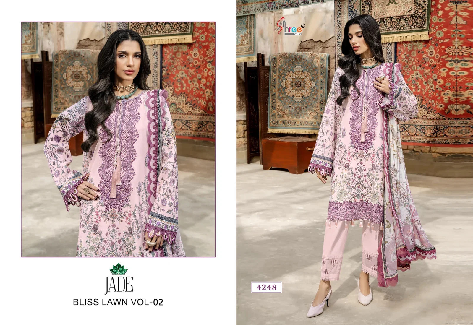 Shree Jade Bliss Lawn Vol 2 Chiffon Dupatta Cotton Printed Salwar Kameez