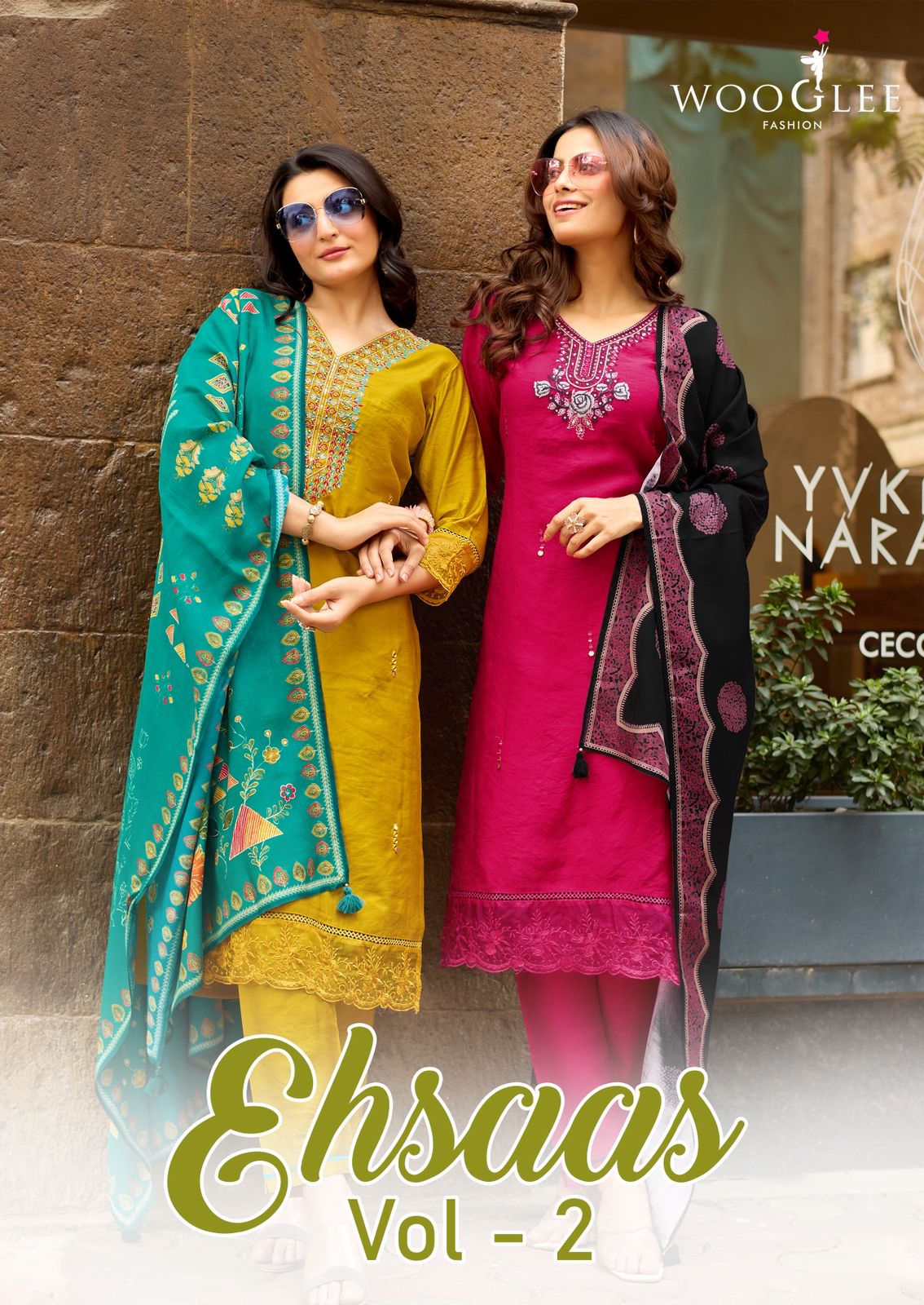 Wooglee Ehsaas Vol 2 Viscose Thread Worked Kurti With Bottom Dupatta