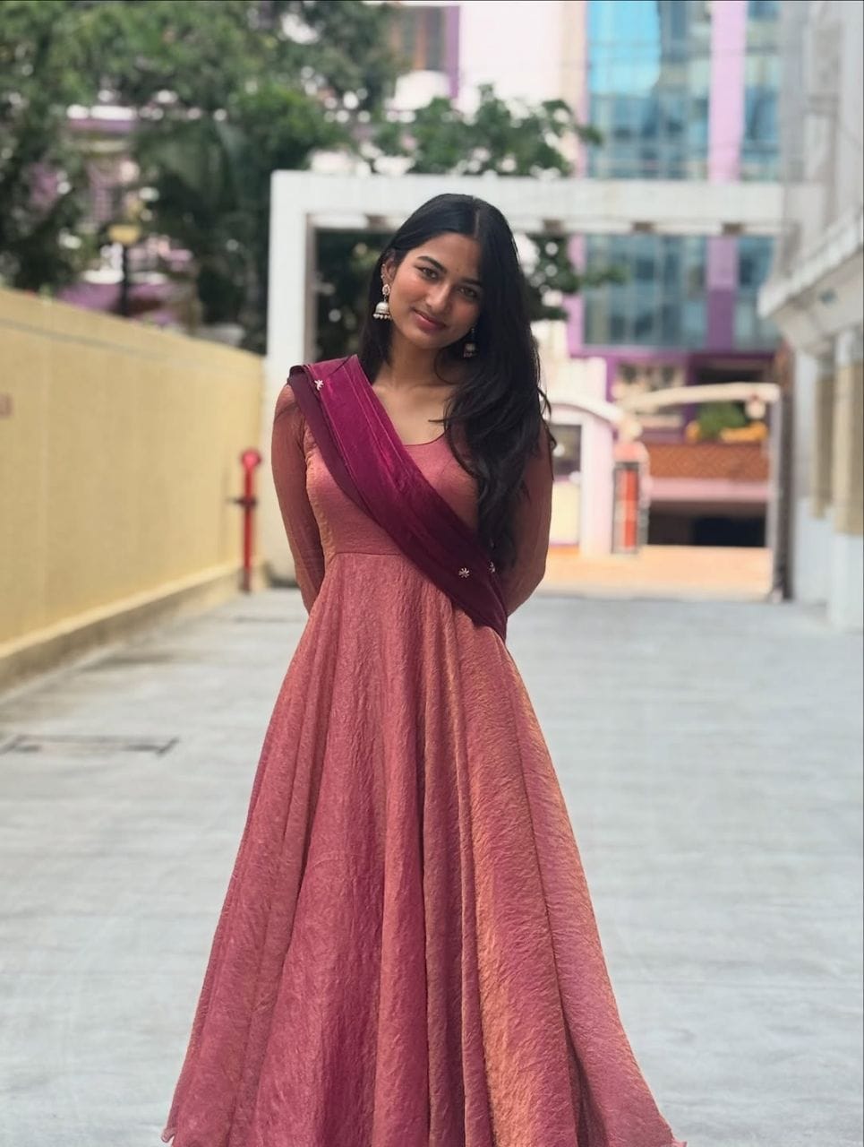 Lekha YC Y177 Wine Blossom Vichitra Silk Gown With Dupatta