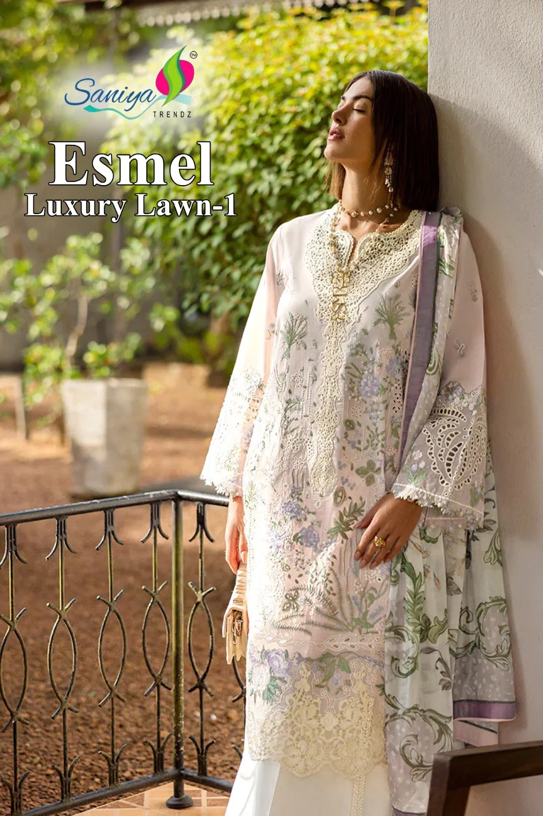 Saniya Esmel Luxury Lawn Vol 1 Cotton With Chikankari Embroidered Salwar Kameez
