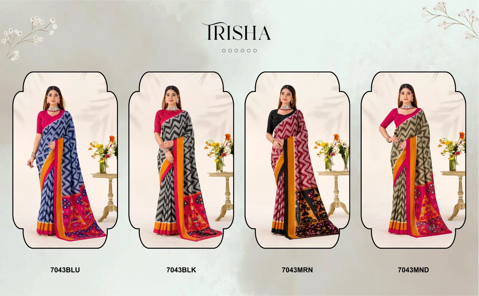 Taraa L 7043 Tasar Silk Zig Zag Printed Saree Collection