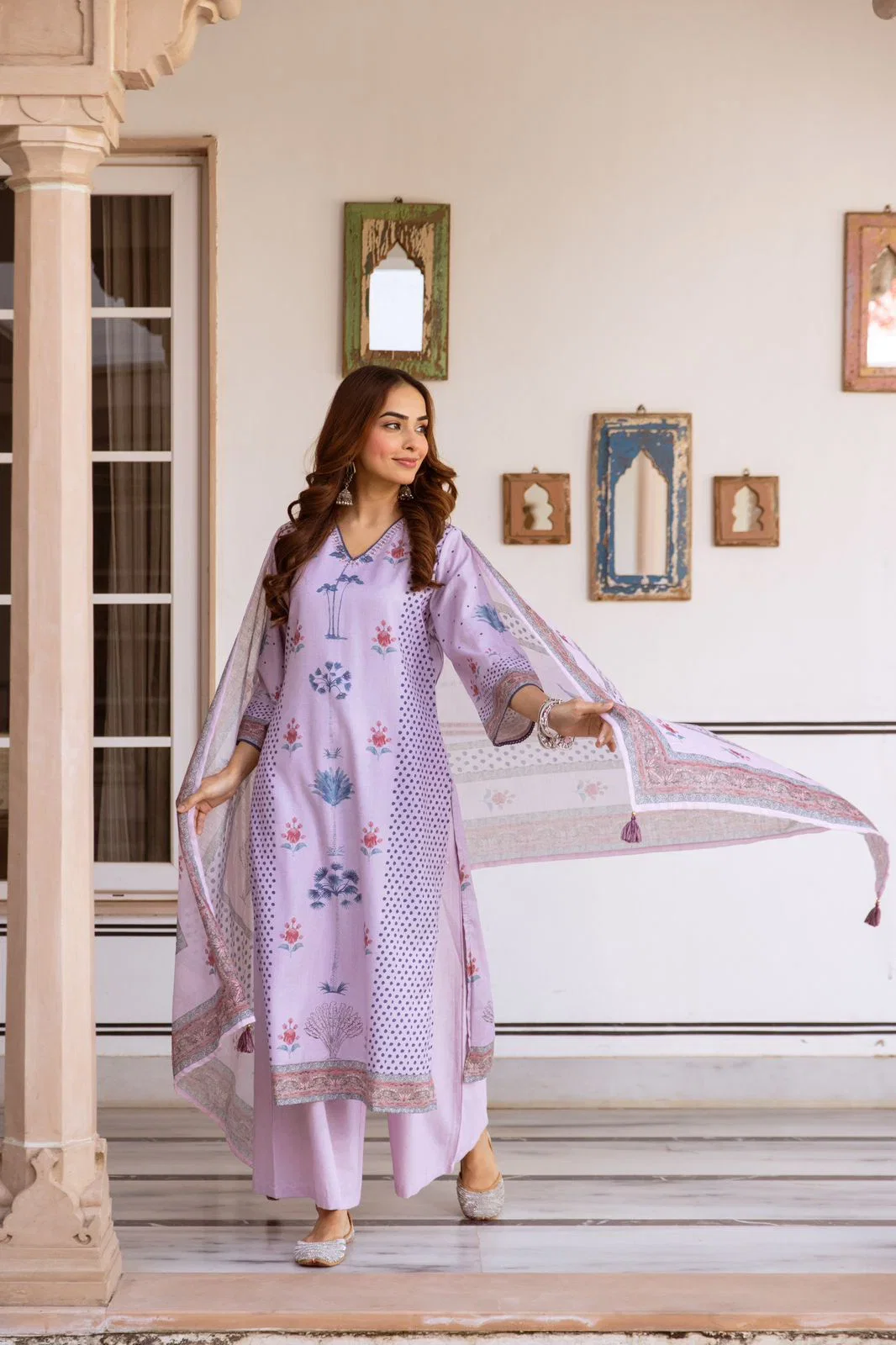 Naisha K 834 Linen Cotton With Embroidered Kurti With Bottom Dupatta