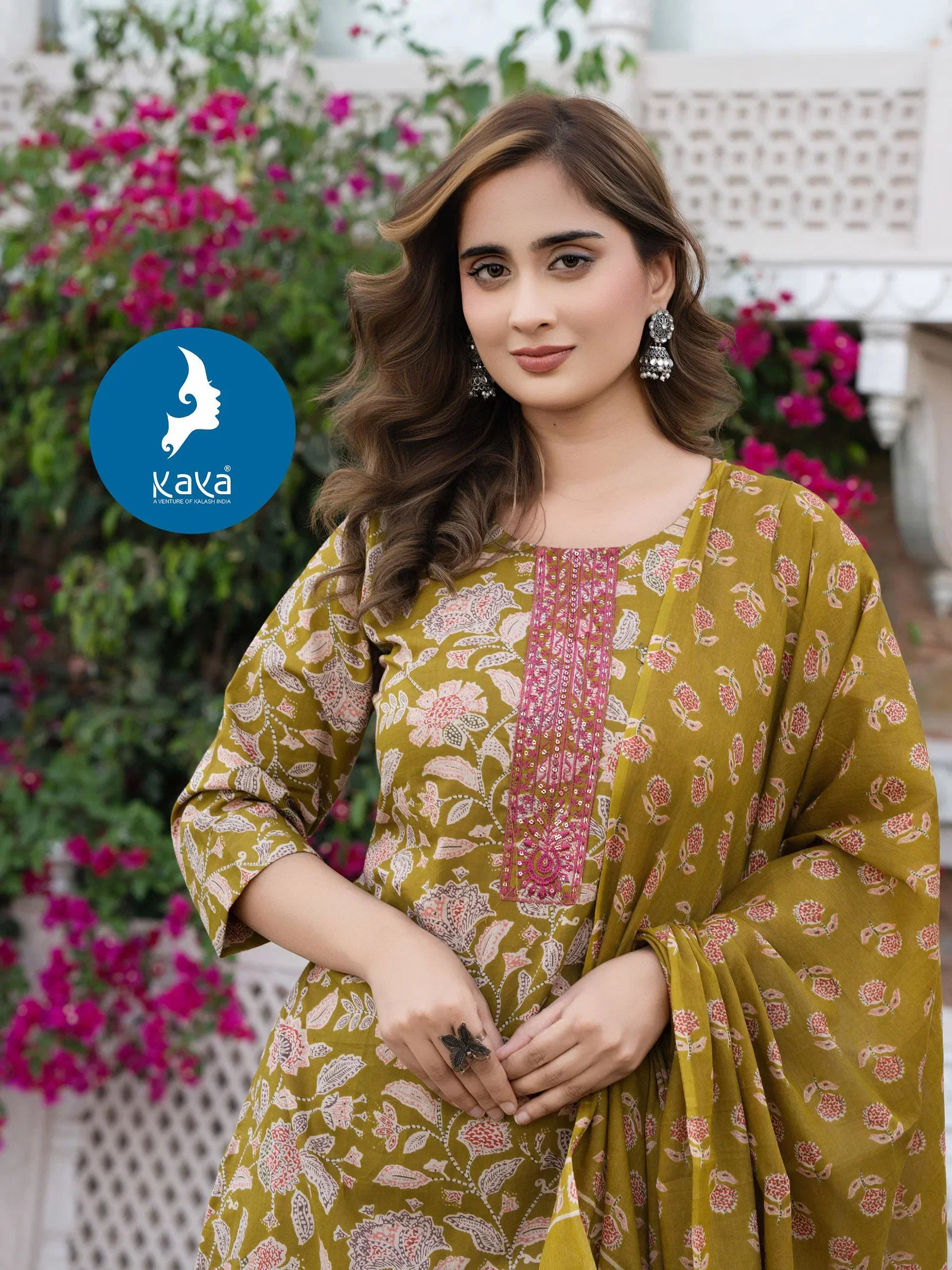 Kaya Madhu Cotton Printed Kurti With Bottom Dupatta