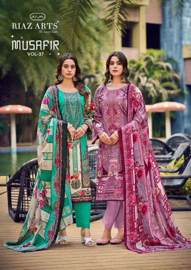 Riaz Arts Musafir Vol 37 Cotton Cambric Lawn Printed Dress Material