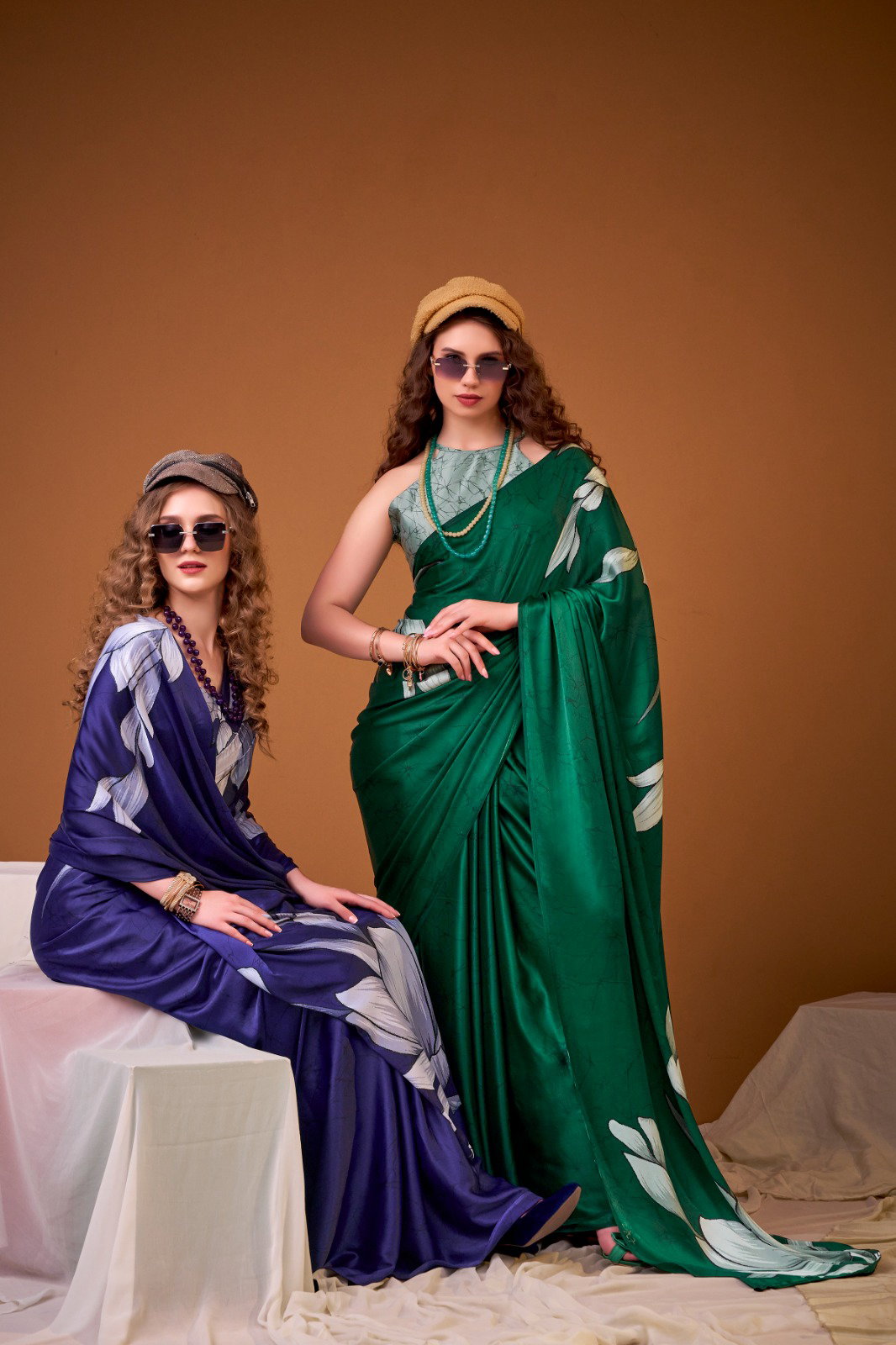 Lekha YF 7054 Satin Silk Floral Printed Saree Collection